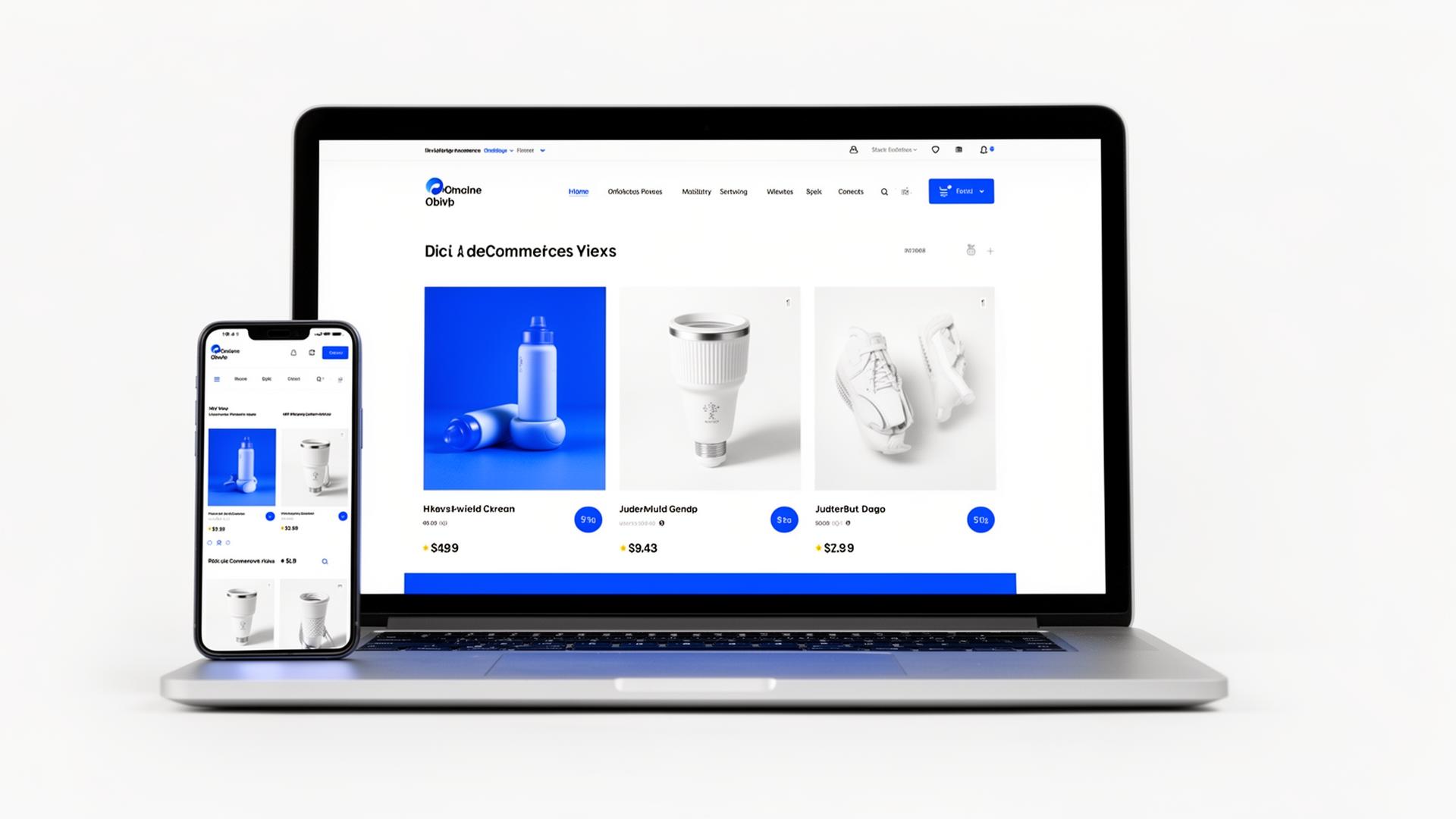 Ecommerce store mockup on laptop and phone