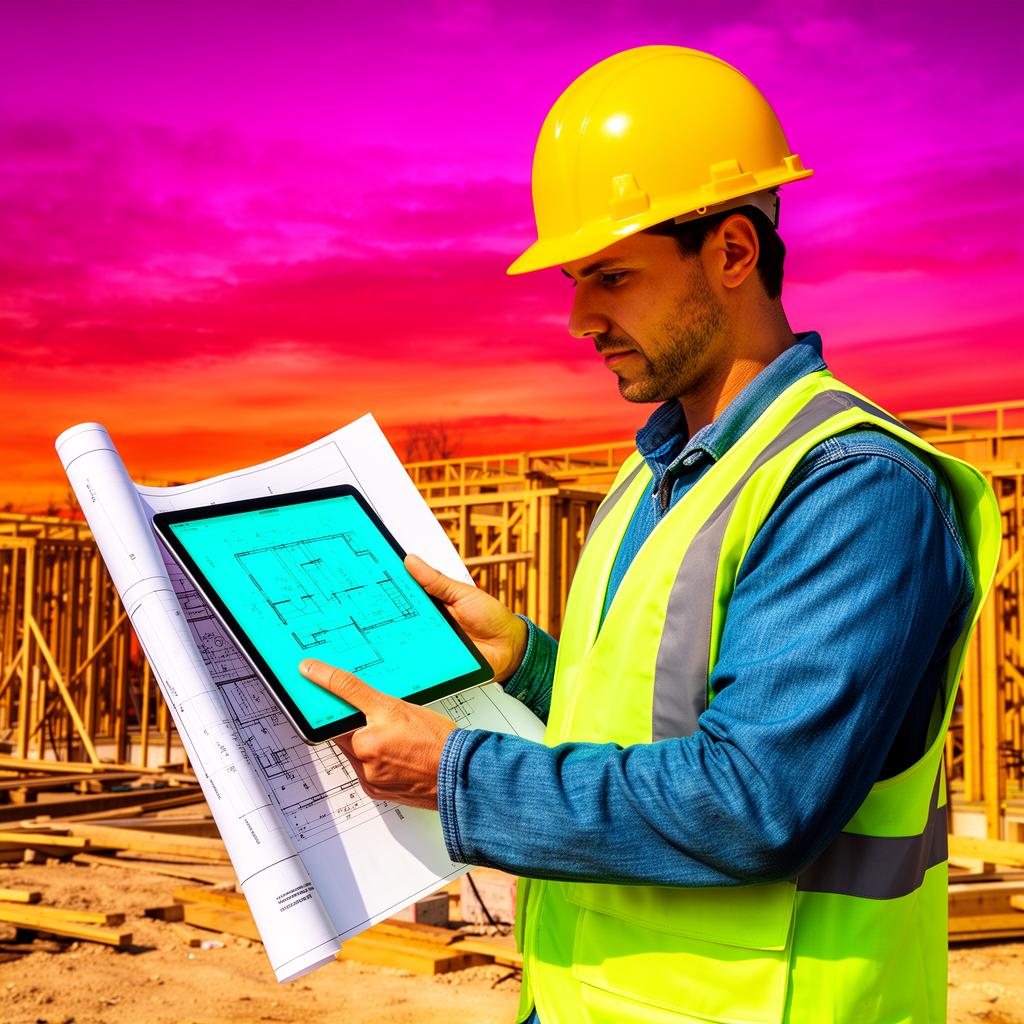 Contractor reviewing plans